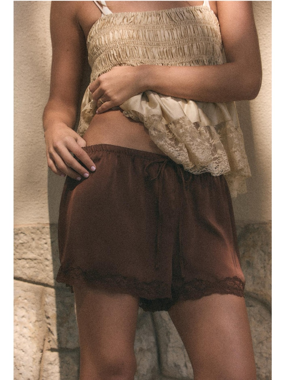 ❗️LAST CHANCE❗️ZARA SATIN EFFECT LACE MINI SHORTS